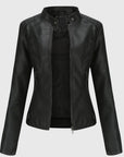 Women's black faux leather biker jacket