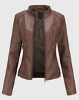 Women's black faux leather biker jacket