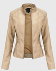 Women's black faux leather biker jacket
