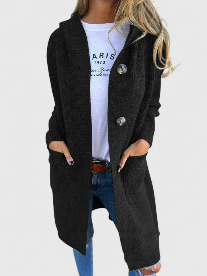 Women's beige button-up cosy knit cardigan