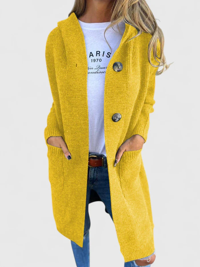 Women's beige button-up cosy knit cardigan