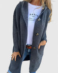 Women's beige button-up cosy knit cardigan