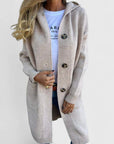 Women's beige button-up cosy knit cardigan