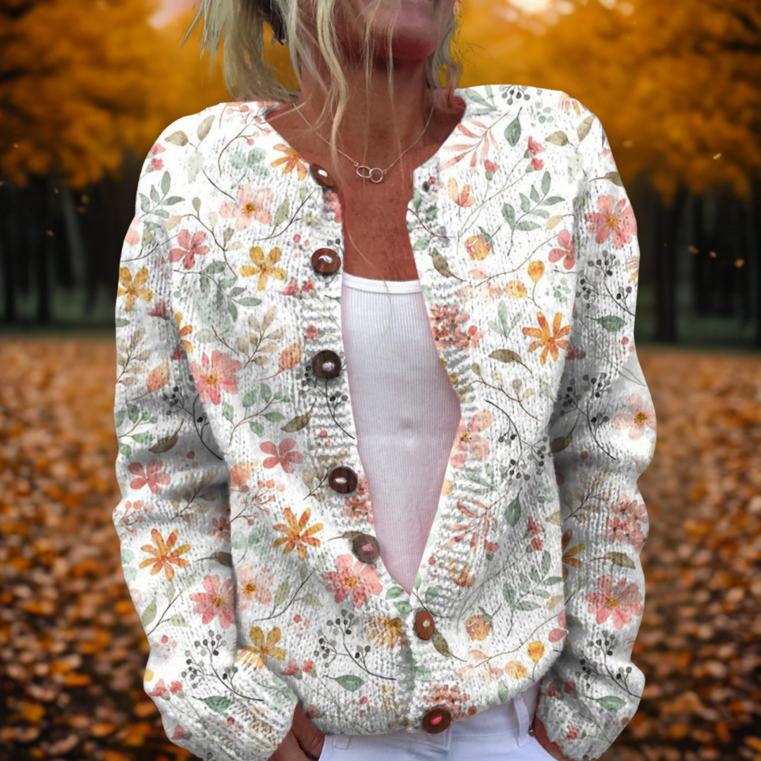 Women's multicolour floral print knit cardigan open front