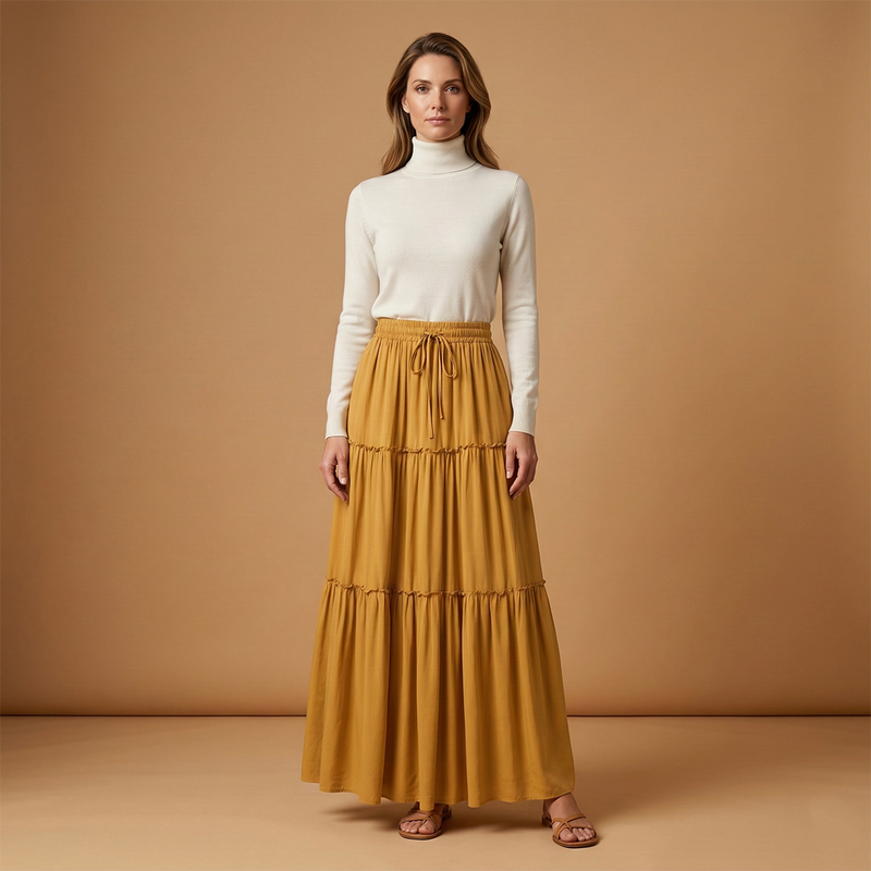 Graceful Women's Maxi Skirt with Flowing Panels 1