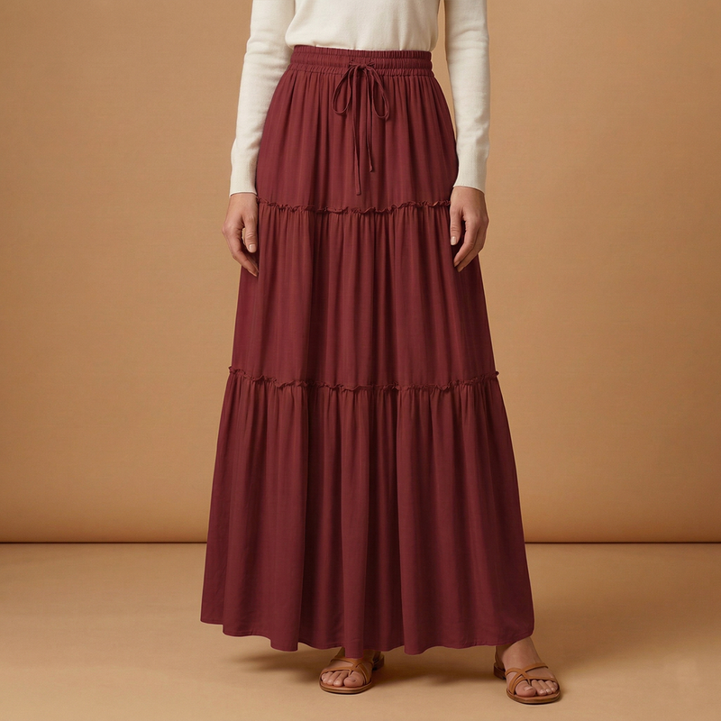 Graceful Women's Maxi Skirt with Flowing Panels 11