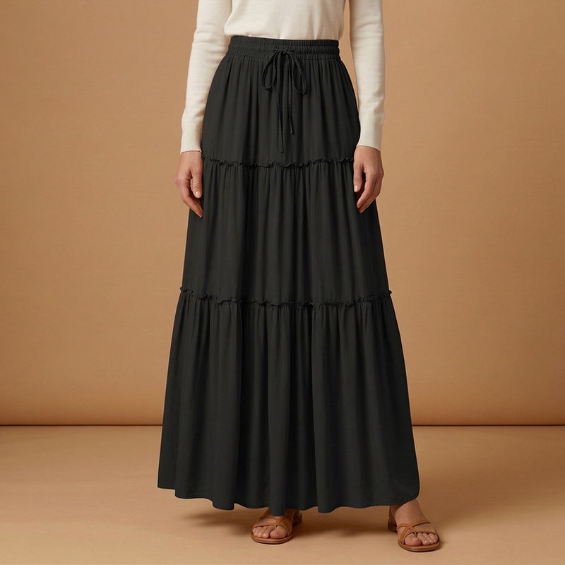 Graceful Women's Maxi Skirt with Flowing Panels 7
