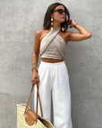 Halter Tank Top with Crisscross Design and Regular Fit for Casual Wear 1