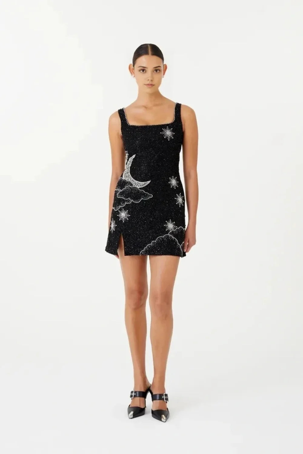 Hand-Embellished Mini Dress With Beaded Detail 0