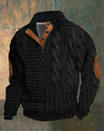 Men's knit jumper in black, retro-inspired design, warm winter knitwear