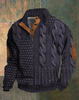 Men's knit jumper in black, retro-inspired design, warm winter knitwear