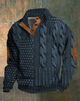Men's knit jumper in black, retro-inspired design, warm winter knitwear