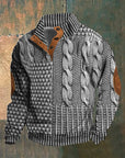 Men's knit jumper in black, retro-inspired design, warm winter knitwear