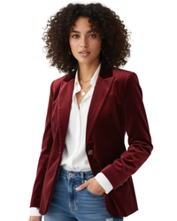Nadine | Women's Velvet Blazer Gold Buttons Tailored Fit