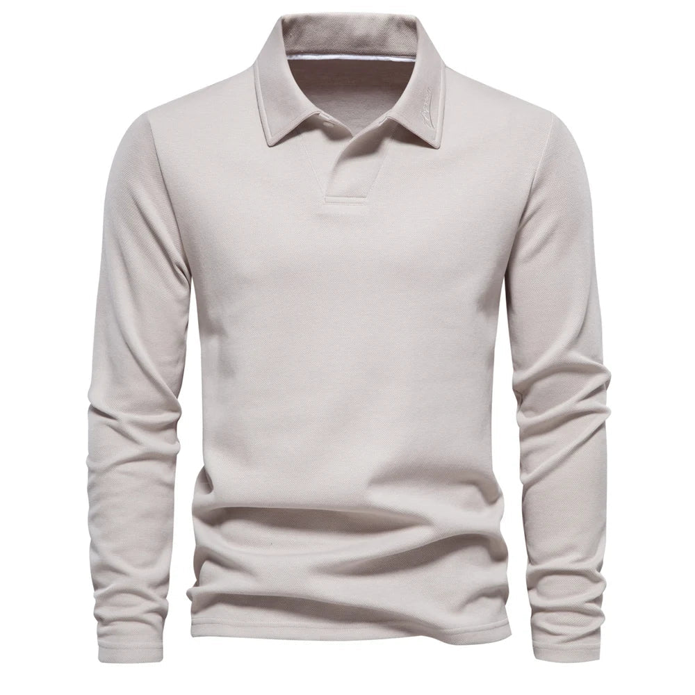 Men's beige soft knit crew jumper