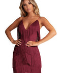 Holly | Mini Dress Deep V Neck Fringed Fit 3