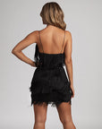 Holly | Mini Dress Deep V Neck Fringed Fit 4