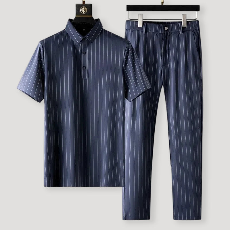 Ice Silk Two Piece Set With Striped Design 1