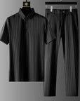 Ice Silk Two Piece Set With Striped Design 2