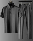 Ice Silk Two Piece Set With Striped Design 3