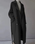 Women's long wool coat elegant tailored timeless in beige