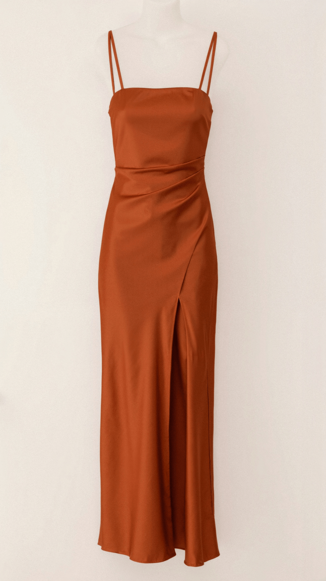 Women’s bronze women's satin evening slip dress