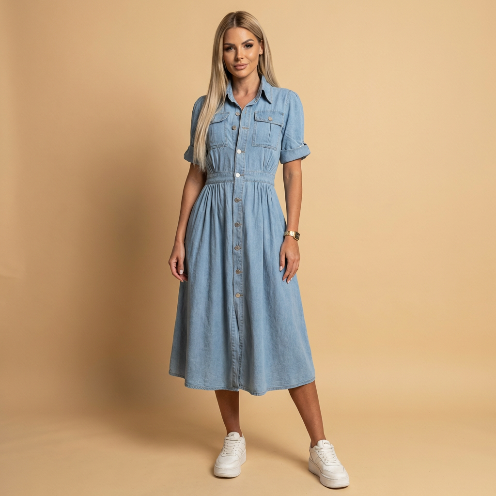 Women’s light blue women's denim dress