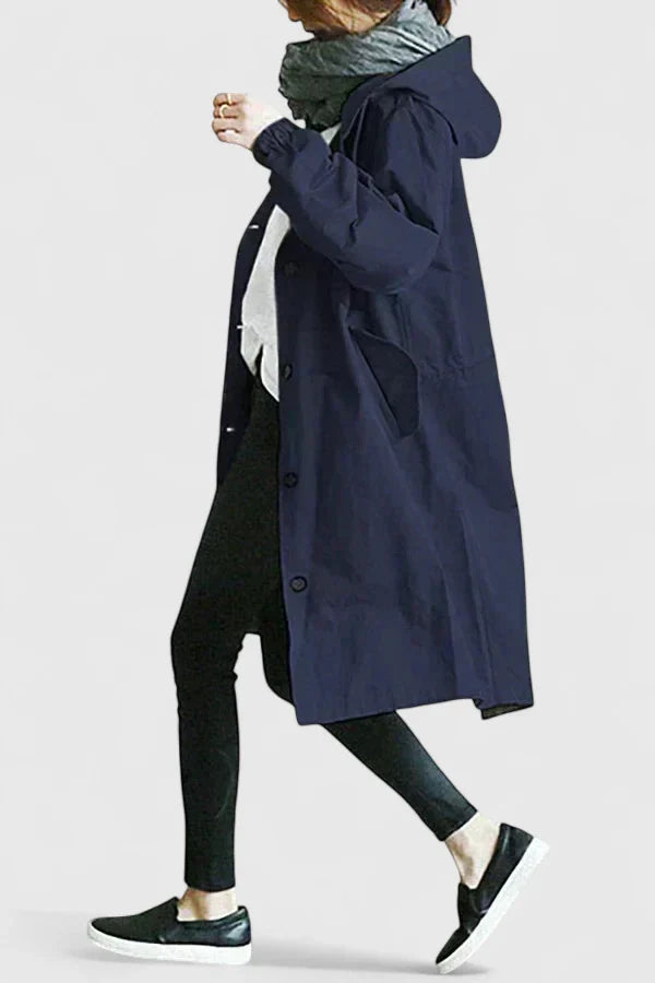 Women's light grey oversized hooded parka with adjustable hood