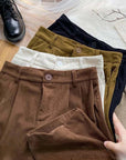 women's high waist wide-leg corduroy trousers