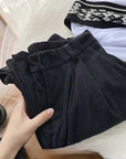 women's high waist wide-leg corduroy trousers