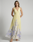 Women’s light blue women's floral maxi dress v-neck