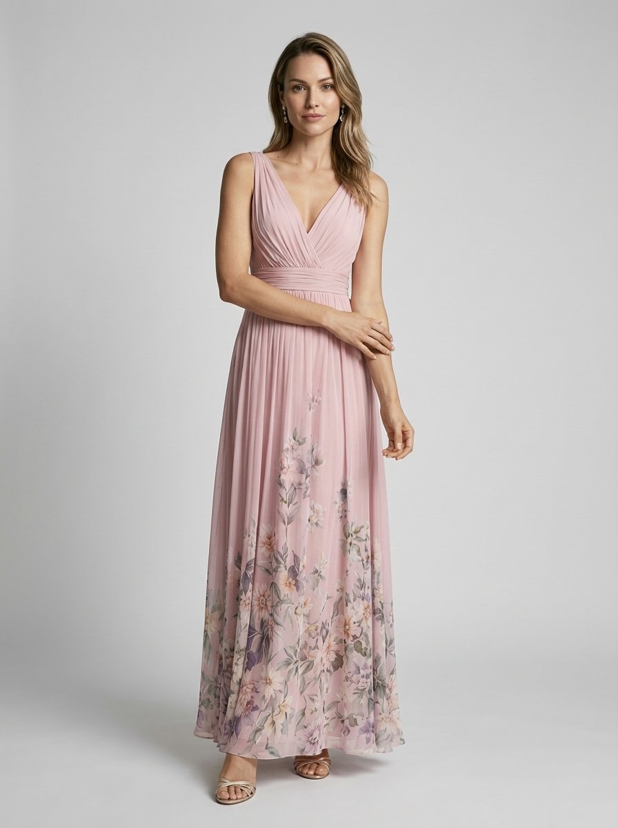 Women’s women's floral maxi dress v-neck