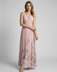 Women’s women's floral maxi dress v-neck
