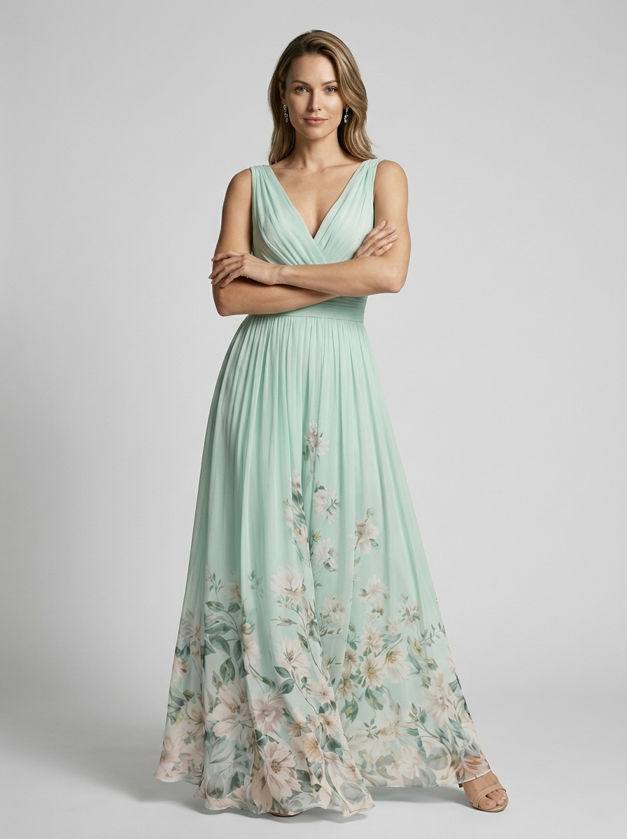 Women’s women's floral maxi dress v-neck