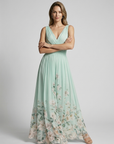 Women’s women's floral maxi dress v-neck