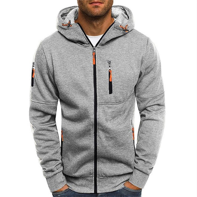 Men's white cotton hoodie with relaxed fit and drawstring hood