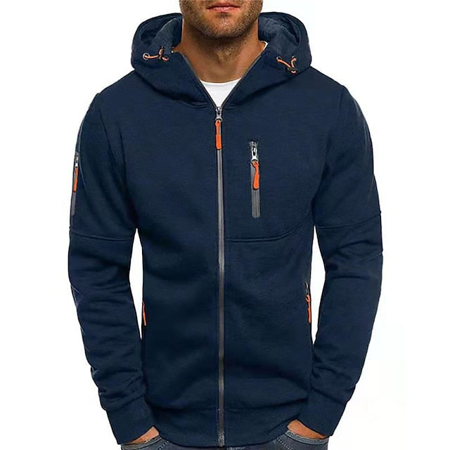 Men's white cotton hoodie with relaxed fit and drawstring hood