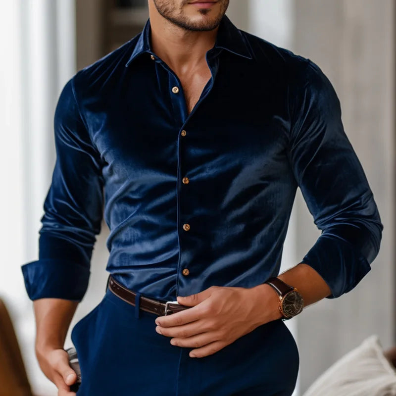 Jasper | Men's Shirt Tailored Fit Velvet Evening 0