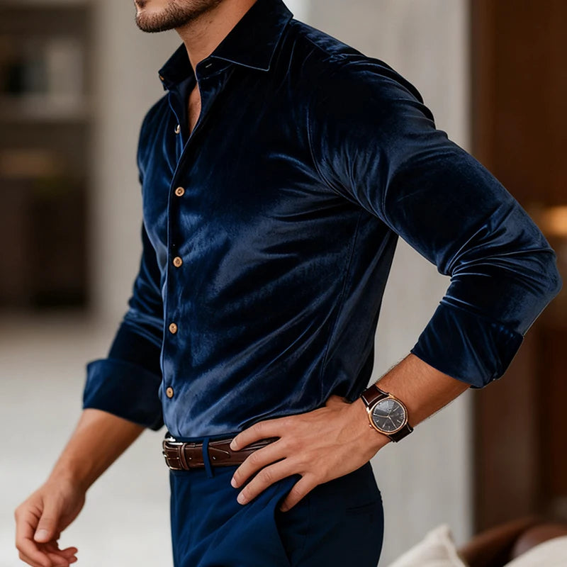 Jasper | Men's Shirt Tailored Fit Velvet Evening 1