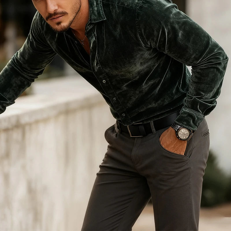 Jasper | Men's Shirt Tailored Fit Velvet Evening 5