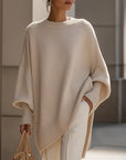 Women's beige oversized wool-blend knit jumper