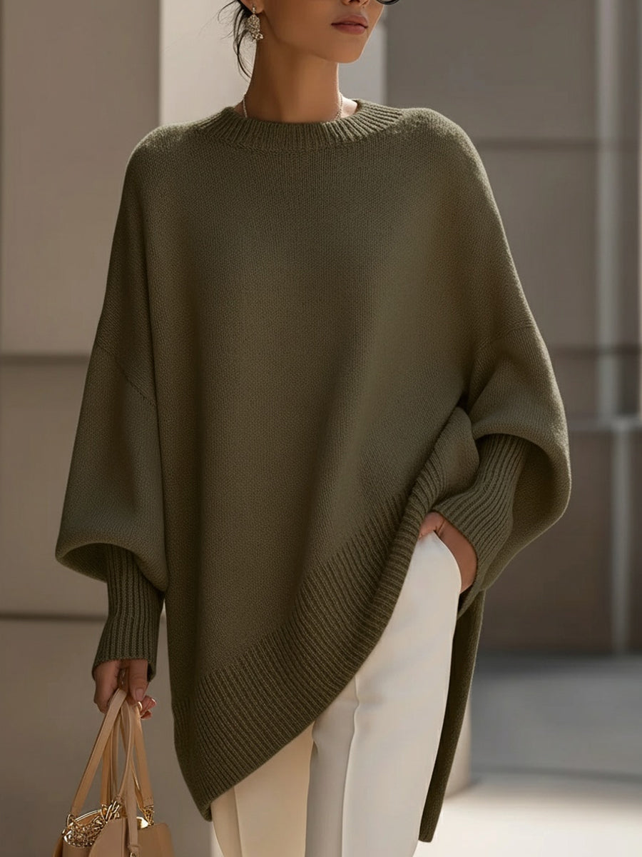 Women's beige oversized wool-blend knit jumper