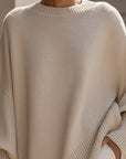 Women's beige oversized wool-blend knit jumper