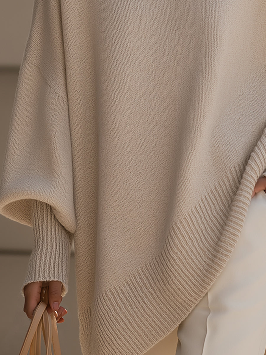 Women's beige oversized wool-blend knit jumper