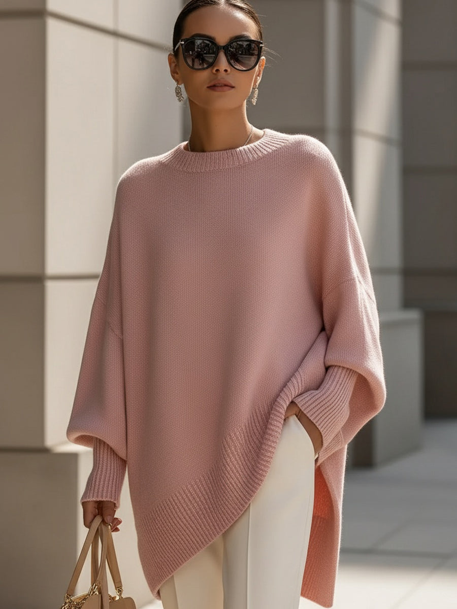 Women's beige oversized wool-blend knit jumper