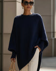 Women's beige oversized wool-blend knit jumper