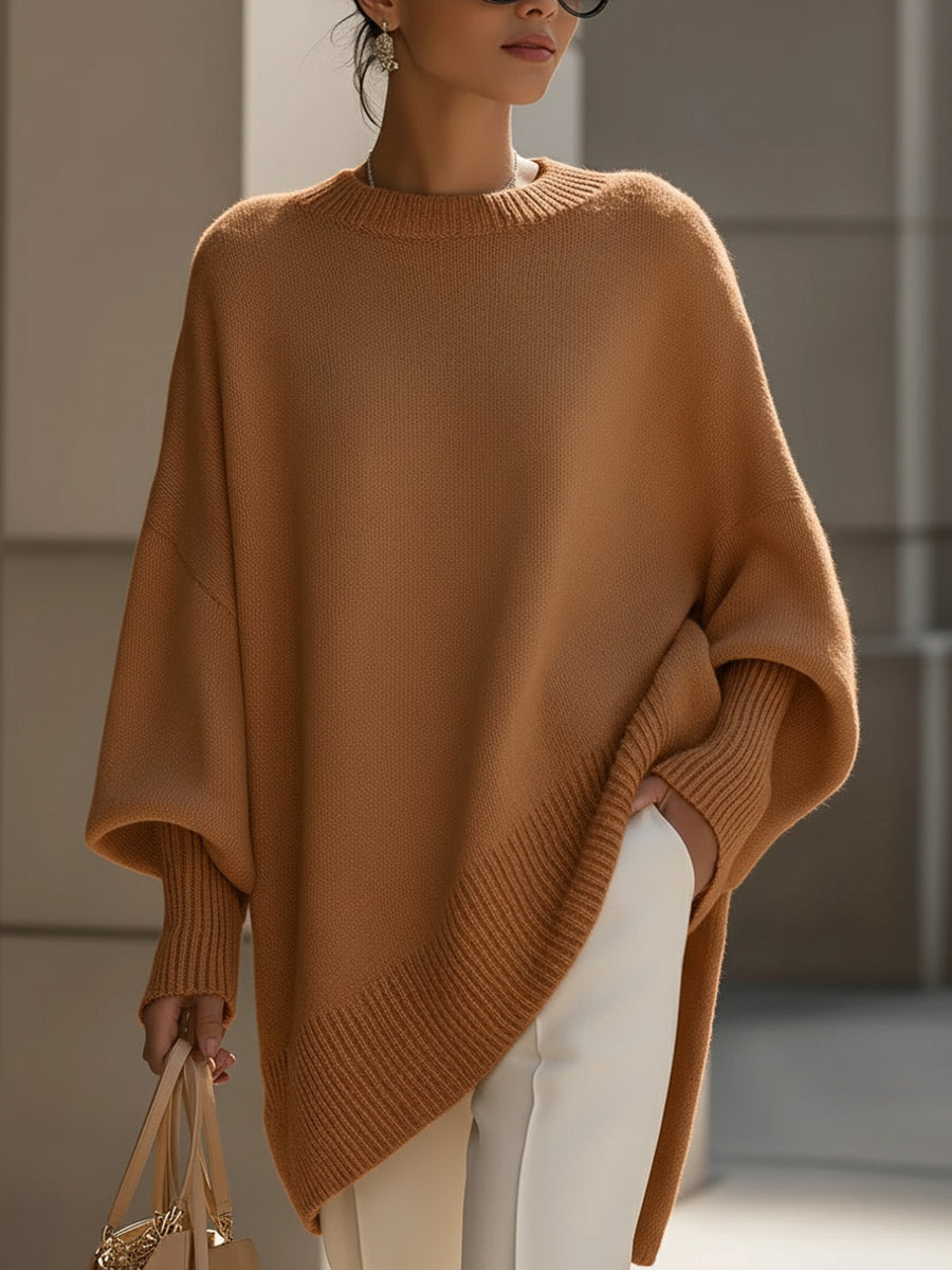 Women's beige oversized wool-blend knit jumper