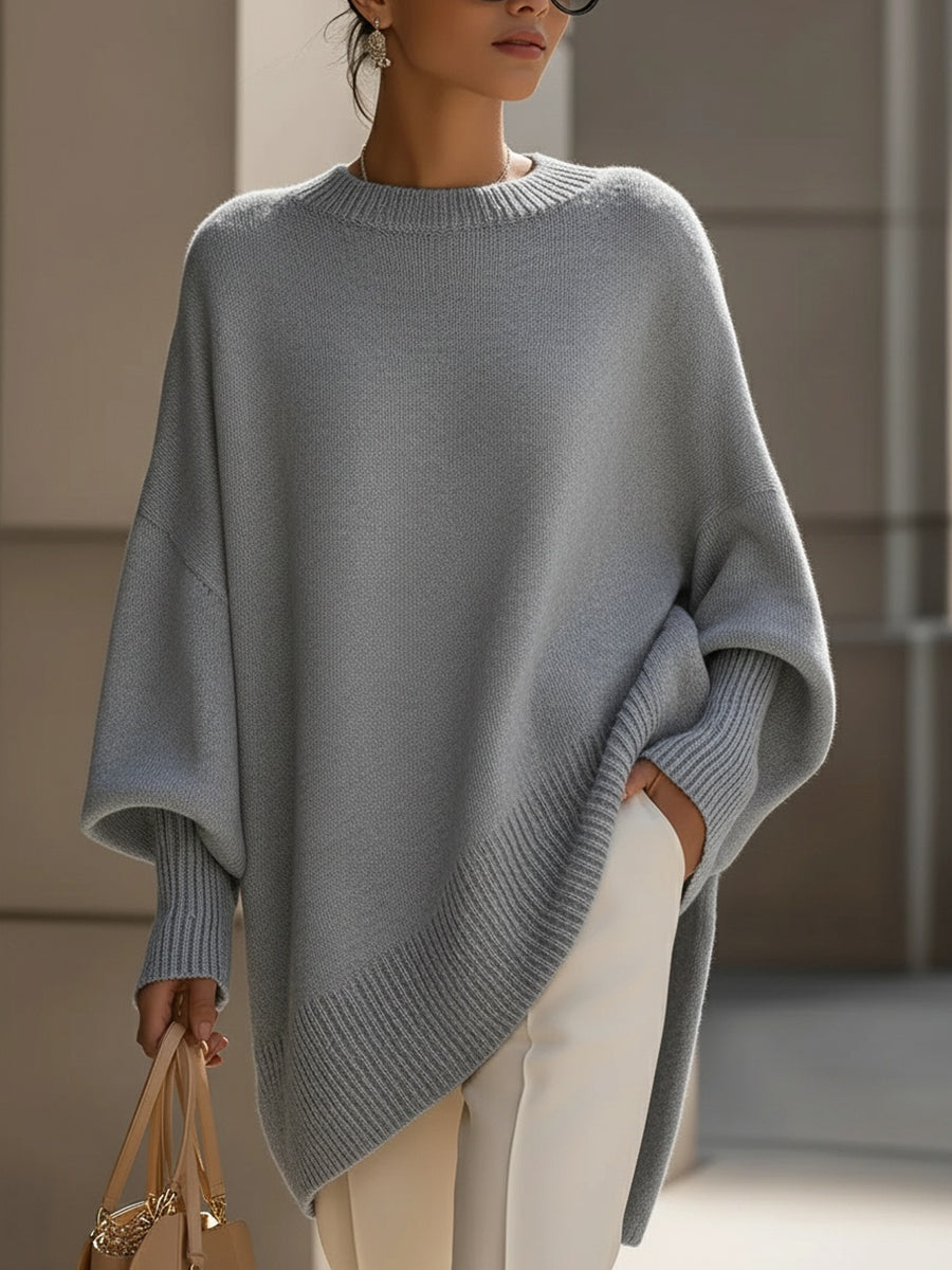 Women's beige oversized wool-blend knit jumper