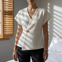 Camila | Women's Wrap Blouse Cap Sleeve Asymmetric