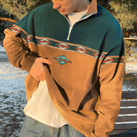John | Men's Khaki Zip-Up Knit Jumper Retro